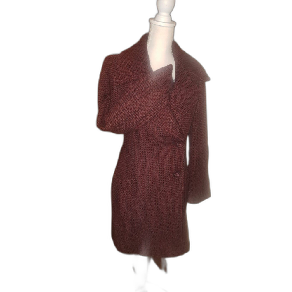 Gorgeous size Small Plum and Black accents 2 button thick Coat